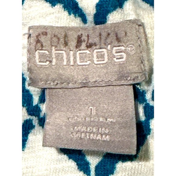 Chicos Button Back Slub Tee Blouse Soft Cotton Blend  Scoop Neck Elbow Sleeve 1 - Picture 3 of 9